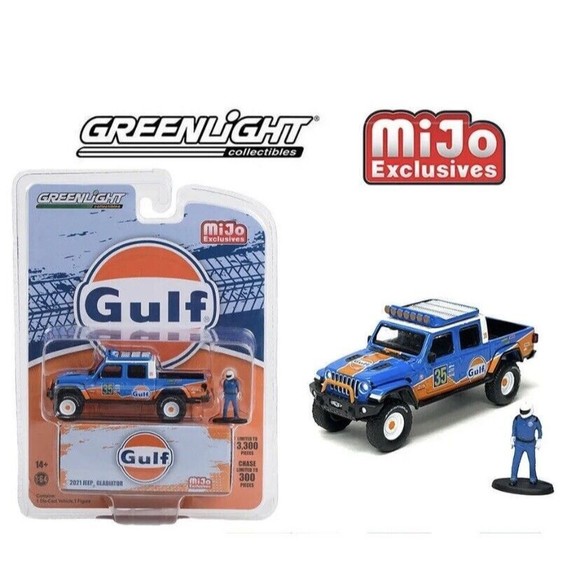 Greenlight Other - GREENLIGHT 1:64 2021 Jeep Gladiator GULF With Driver Diecast Model 51453